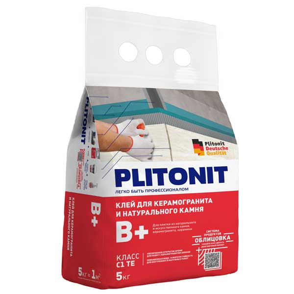 Клей для плитки Плитонит В+ 5 кг- nav