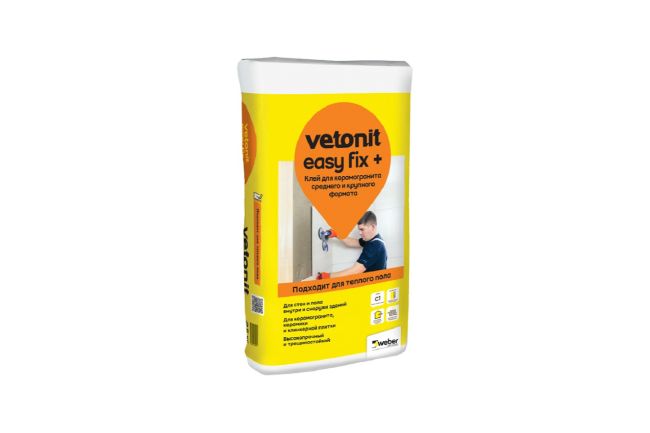 Клей для керамогранита среднего и крупного Vetonit Easy Fix+ (25 кг)- nav