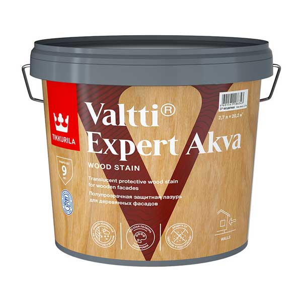 Антисептик Tikkurila Valtti Expert Akva декоративный для дерева бесцветный 2,7 л- nav