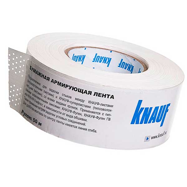 Лента бумажная перфорированная Knauf для швов гипсокартона 52 мм 50 м- nav