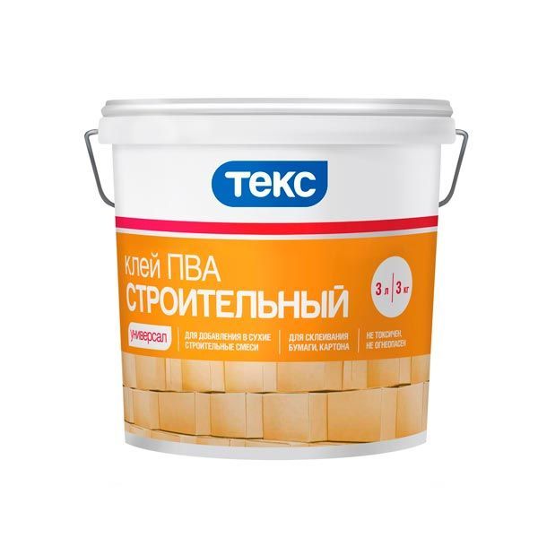 картинка Клей ПВА Текс Строительный универсал 3 кг магазин «СТД СКС» являющийся официальным дистрибьютором в России 