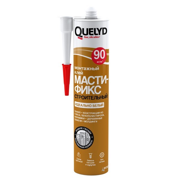 Жидкие гвозди Quelyd Мастификс Строительный белый 530 г- nav