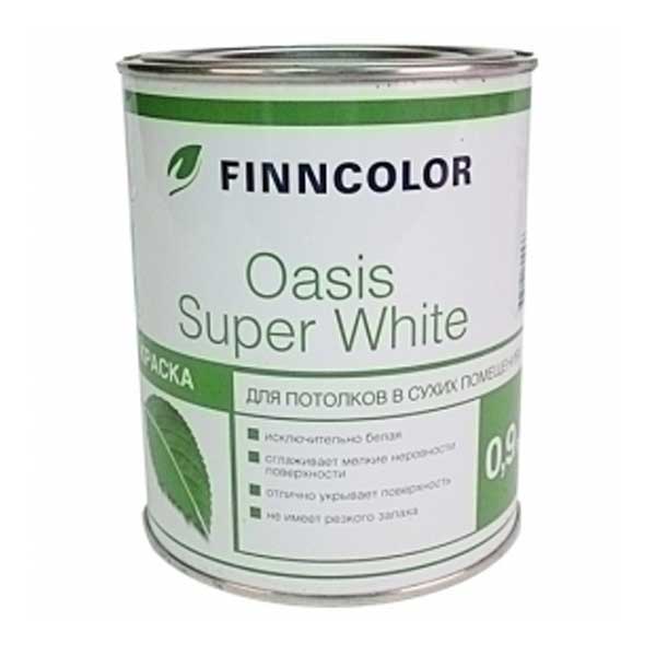 картинка Краска в/д для потолка Finncolor Oasis Super White белая 0.9 л магазин «СТД СКС» являющийся официальным дистрибьютором в России 