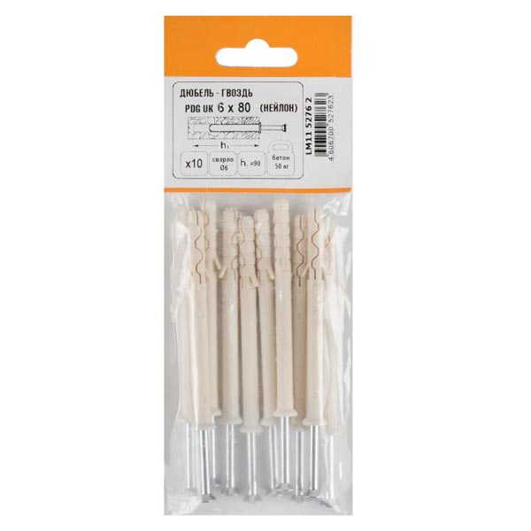 Дюбель-гвоздь с потайной головкой PDG UK 6/80, 70 шт- nav