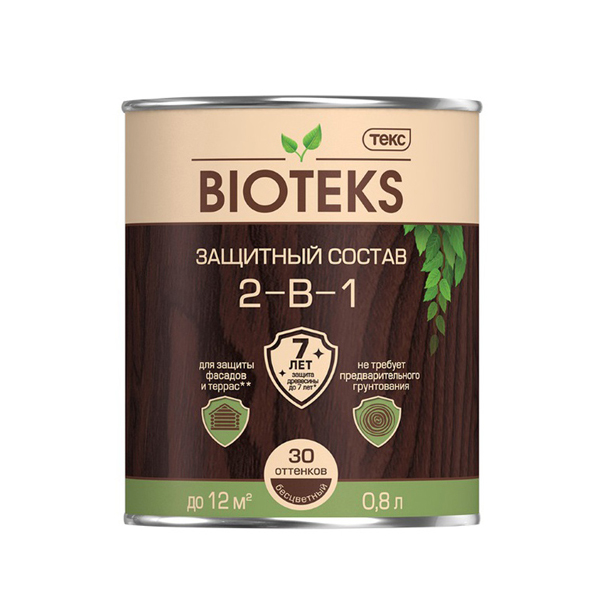 картинка Антисептик Текс Bioteks 2-в-1 декоративный для дерева сосна 0.8 л магазин «СТД СКС» являющийся официальным дистрибьютором в России 
