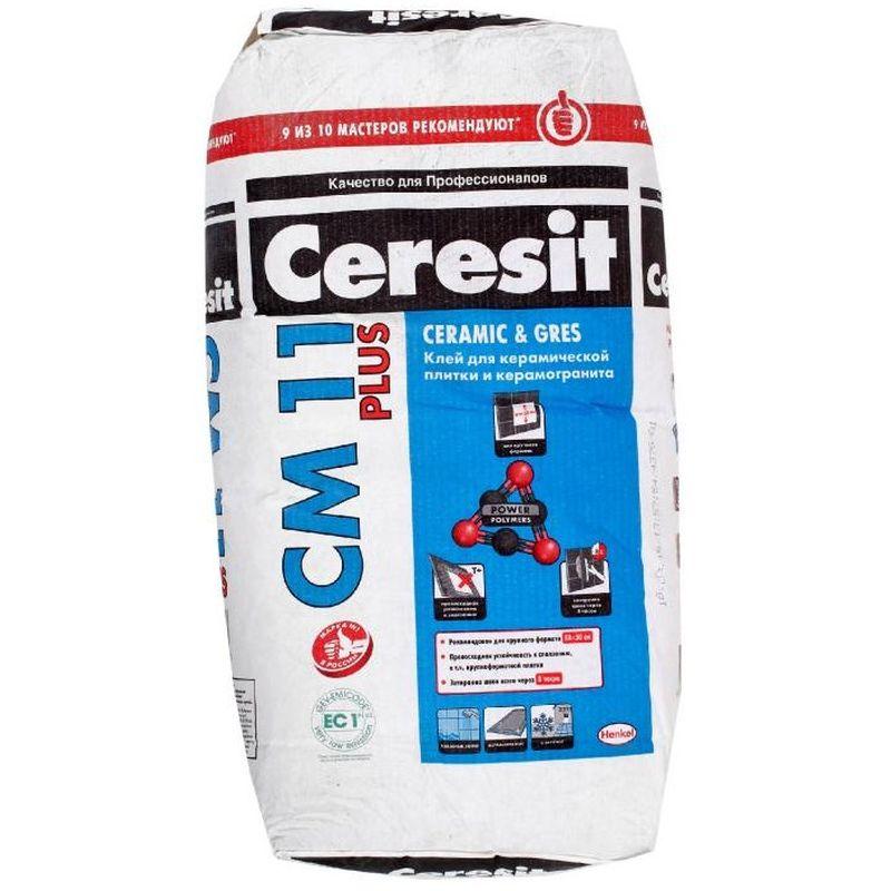Клей для плитки Ceresit CM 11 PRO керамогранита и керам.плитки для пола и стен 25 кг (48) картинка Клей для плитки Ceresit
