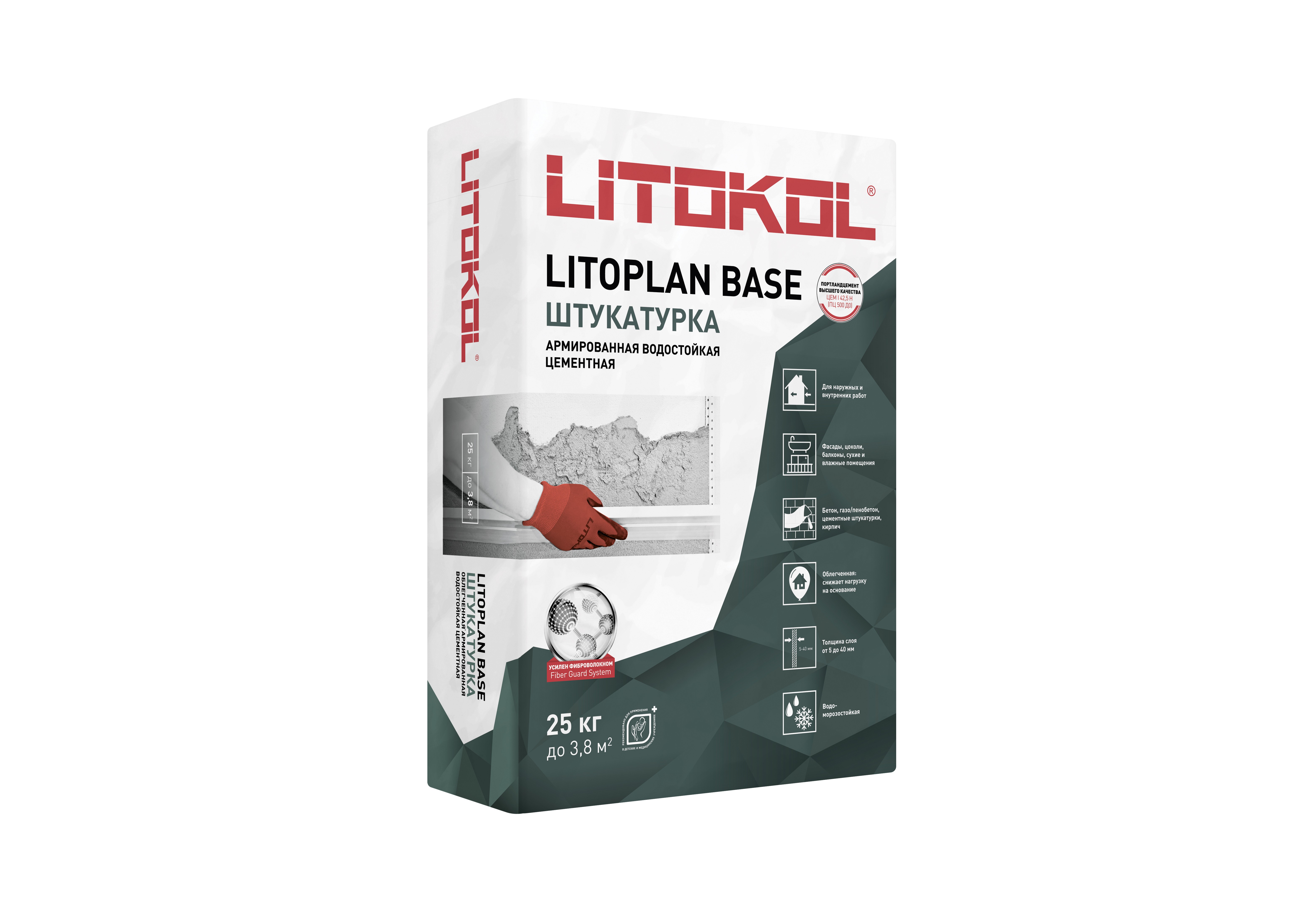 Штукатурка цементная Litokol Литоплан Бэйс 25 кг- nav