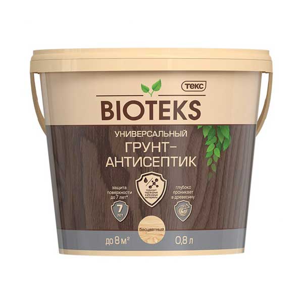 картинка Антисептик Bioteks грунтовочный для дерева бесцветный 0.8 л магазин «СТД СКС» являющийся официальным дистрибьютором в России 