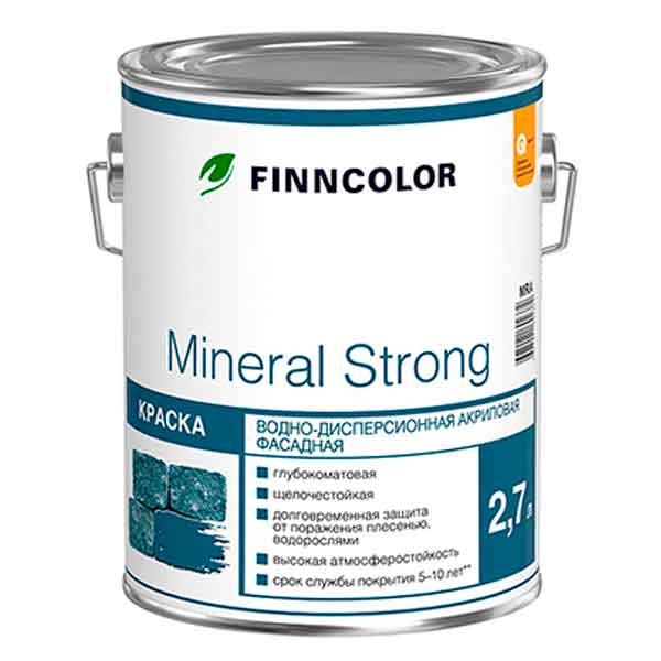 картинка Краска в/д акриловая фасадная глубокоматовая Finncolor Mineral Strong 2.7 л магазин «СТД СКС» являющийся официальным дистрибьютором в России 