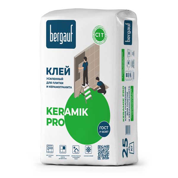 картинка Клей для плитки Bergauf Keramik PRO 25 кг магазин «СТД СКС» являющийся официальным дистрибьютором в России 