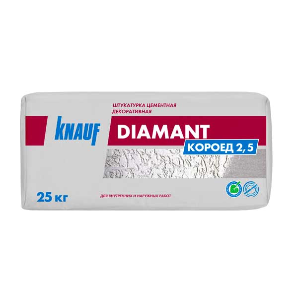 Штукатурка декоративная Диамант "короед"(фракция 2,5 мм) 25 кг (KNAUF) (48меш/пал) картинка Штукатурка декоративная Диамант "короед"(фракция