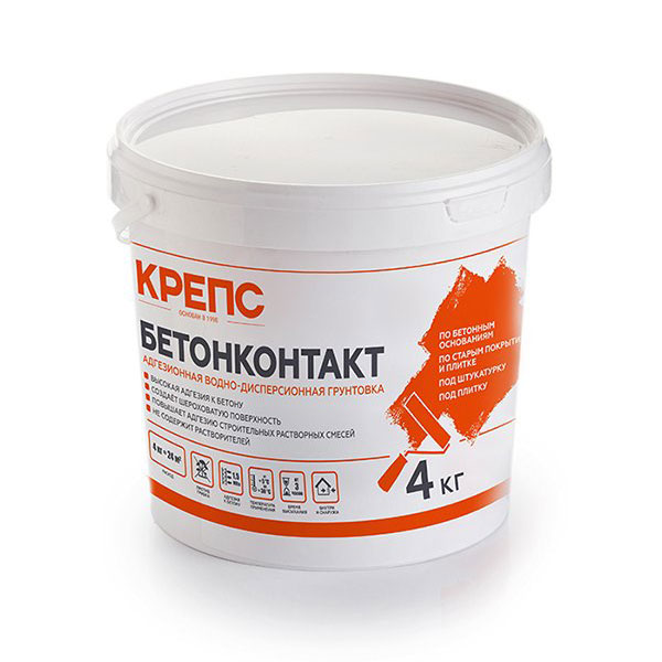 картинка Грунт бетоноконтакт Крепс 4 кг магазин «СТД СКС» являющийся официальным дистрибьютором в России 