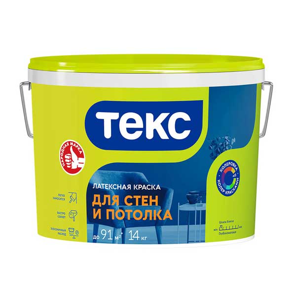 картинка Краска в/д интерьерная Текс Универсал 14 кг магазин «СТД СКС» являющийся официальным дистрибьютором в России 