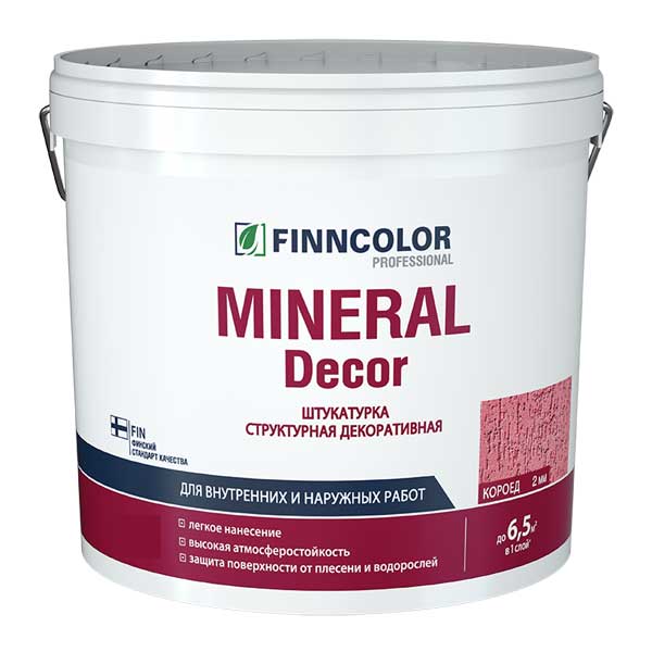 картинка Штукатурка декоративная Finncolor Mineral Decor короед 2 мм 25 кг магазин «СТД СКС» являющийся официальным дистрибьютором в России 