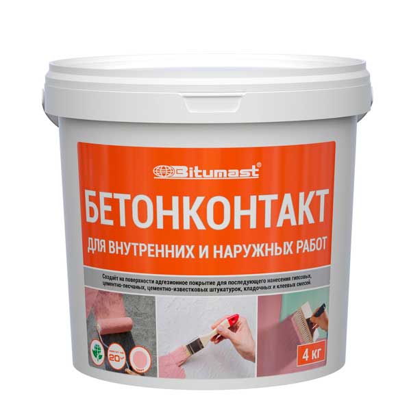 картинка Грунт бетоноконтакт Bitumast 4 кг магазин «СТД СКС» являющийся официальным дистрибьютором в России 