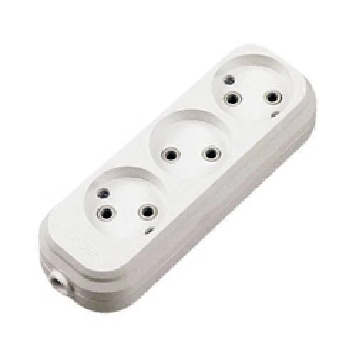 Колодка на 3 розетки белая без заземления- nav