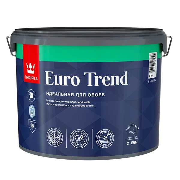 Краска для обоев и стен Tikkurila EURO TREND основа A 9 л- nav