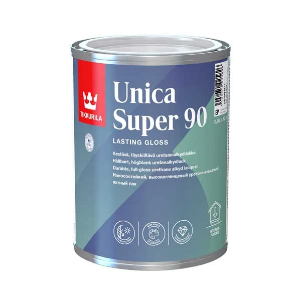 Лак алкидно-уретановый яхтный Tikkurila Unica Super 90 основа EP бесцветный 2,7 л высокоглянцевый- nav