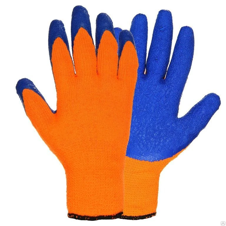 Перчатки утеплённые ICE с латексным покрытием оранжевые- nav