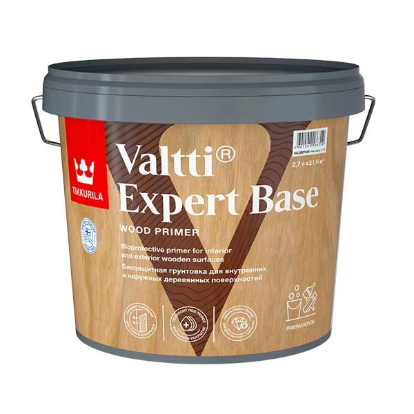 Антисептик Tikkurila Valtti Expert Base грунтовочный для дерева бесцветный 2.7 л- nav