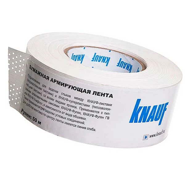 Лента бумажная перфорированная Knauf для швов гипсокартона 52 мм 50 м- nav