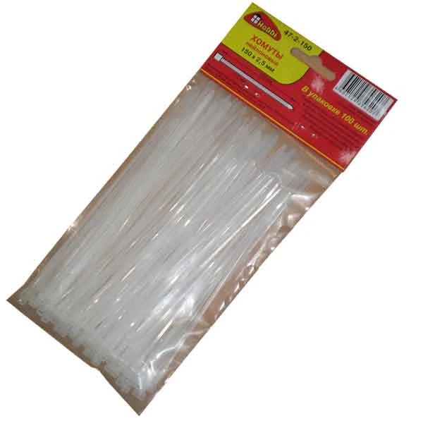 Стяжка нейлоновая Hobbi 300х3.6 мм белая 100 шт- nav