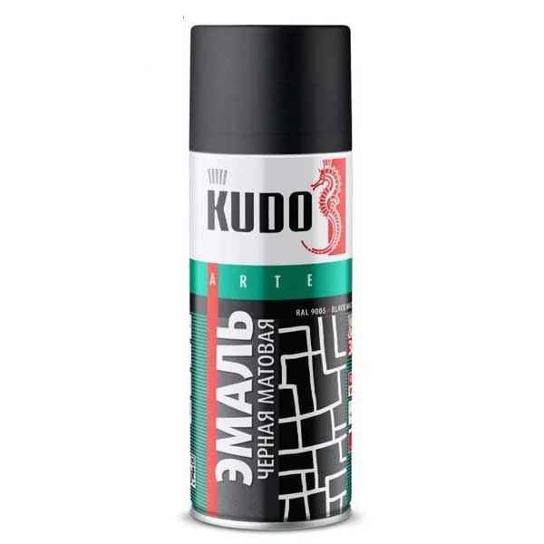 Эмаль-аэрозоль Kudo KU-1102 универсальная черная матовая 520 мл- nav