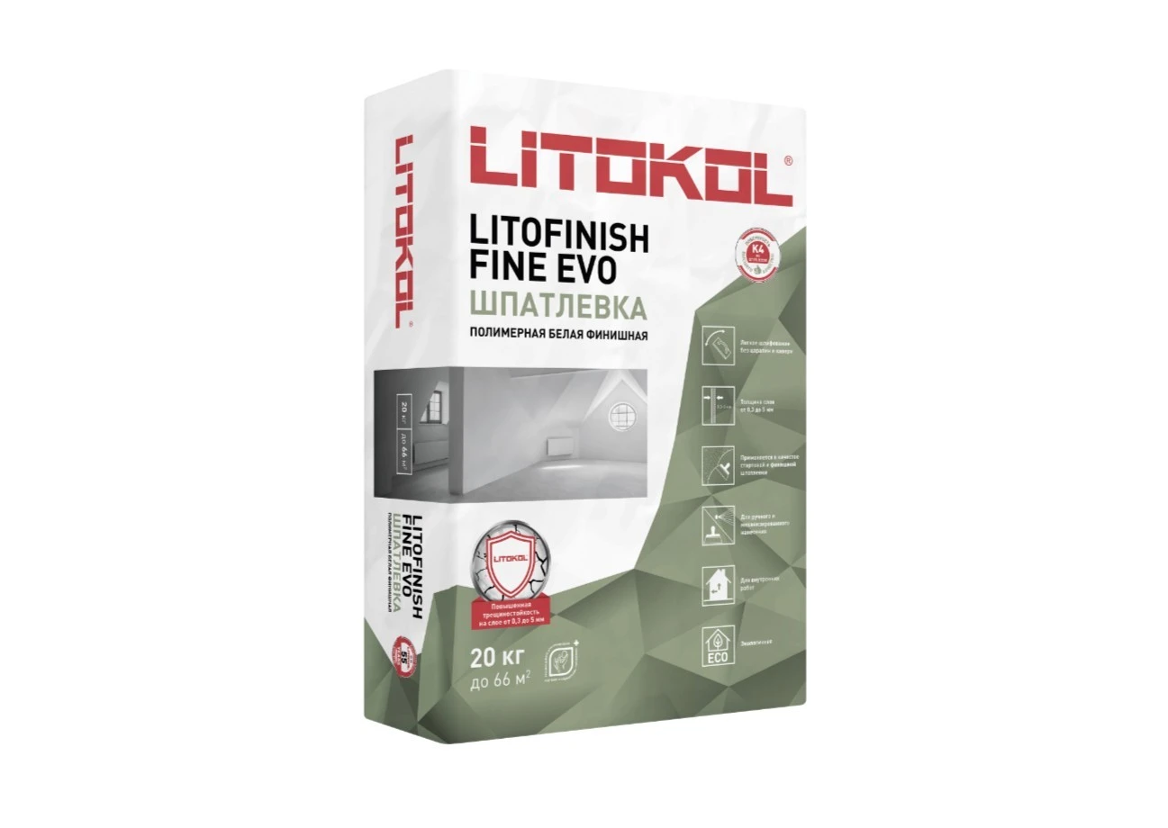 Шпаклевка Litokol ЛИТОФИНИШ ФАЙН ЭВО/LITOFINISH FINE EVO полимерная 20 кг (54)- nav