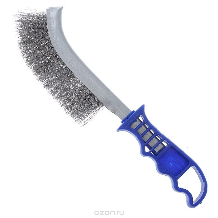 Корщетка с изогнутой пластиковой ручкой стальная тип А- nav