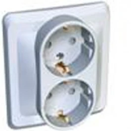 Розетка двойная с заземлением без шторок ЭТЮД  PC16-007B- nav