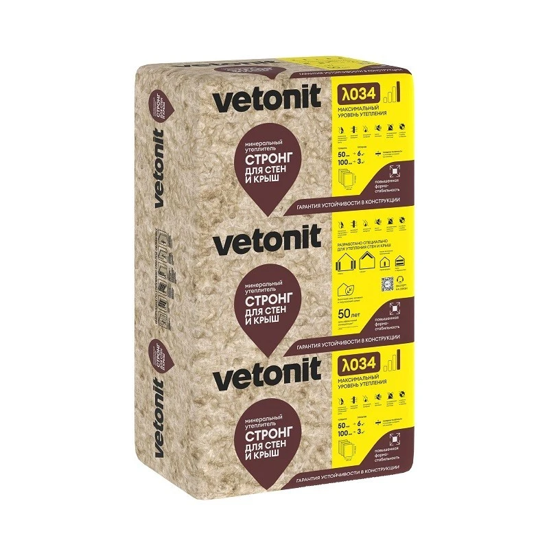 Утеплитель Vetonit Стронг для Стен и Крыш (Прочный) 1000х610х100 мм 3 м2- nav