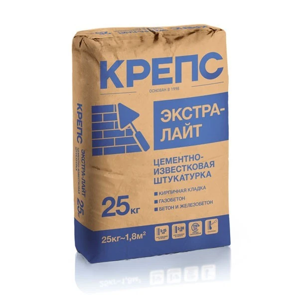 Штукатурка цементно-известковая Крепс Экстра Лайт 25 кг- nav