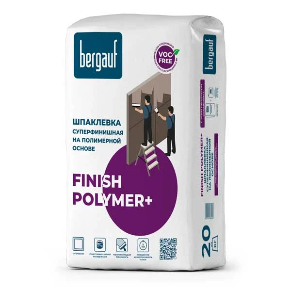 Шпаклевка полимерная Бергауф Finish Polymer+ 20 кг-0