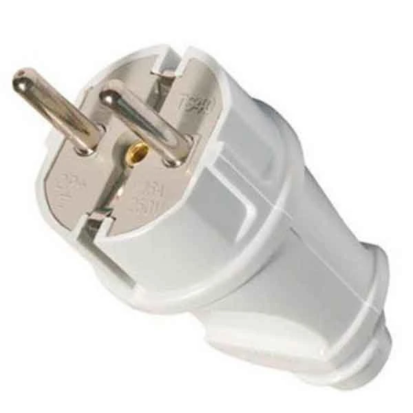 Евровилка прямая, белая, 16А, с заземлением - nav